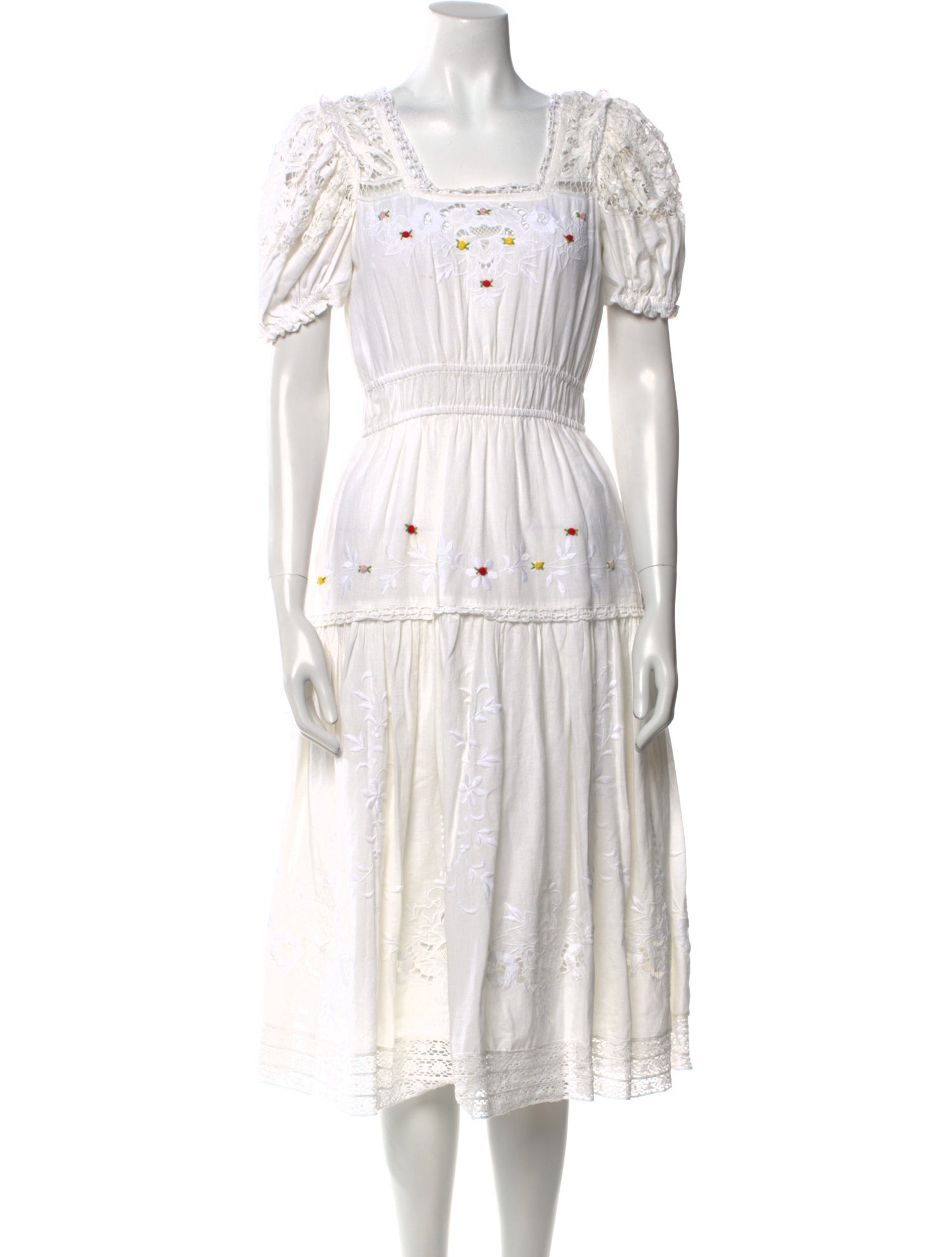 LoveShackFancy Square Neckline Midi Length Dress