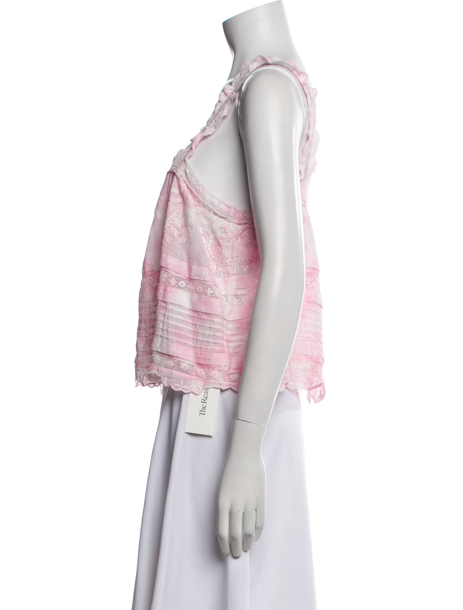 LoveShackFancy Floral Print Square Neckline Crop Top