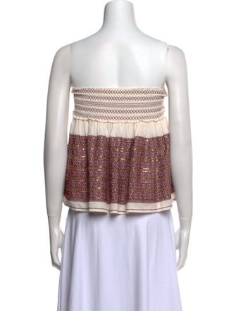 LoveShackFancy Printed Strapless Crop Top