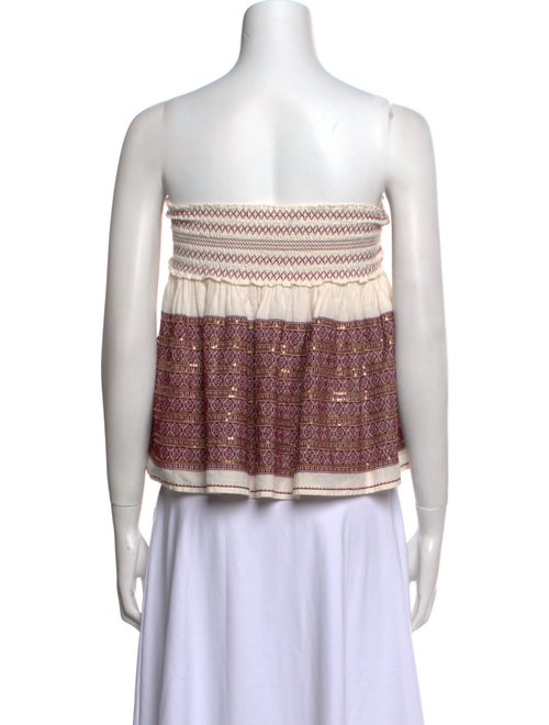 LoveShackFancy Printed Strapless Crop Top