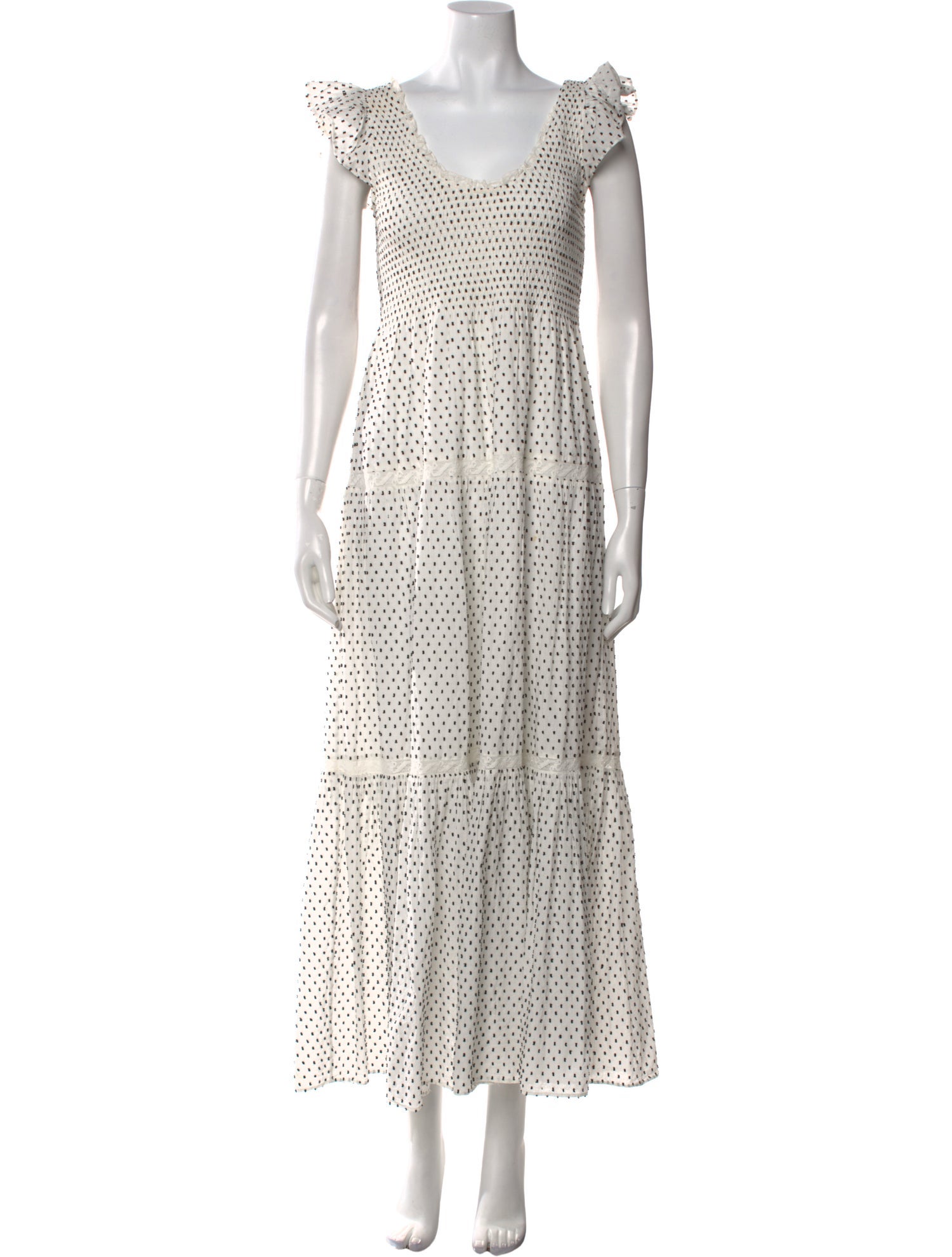 LoveShackFancy Polka Dot Print Long Dress