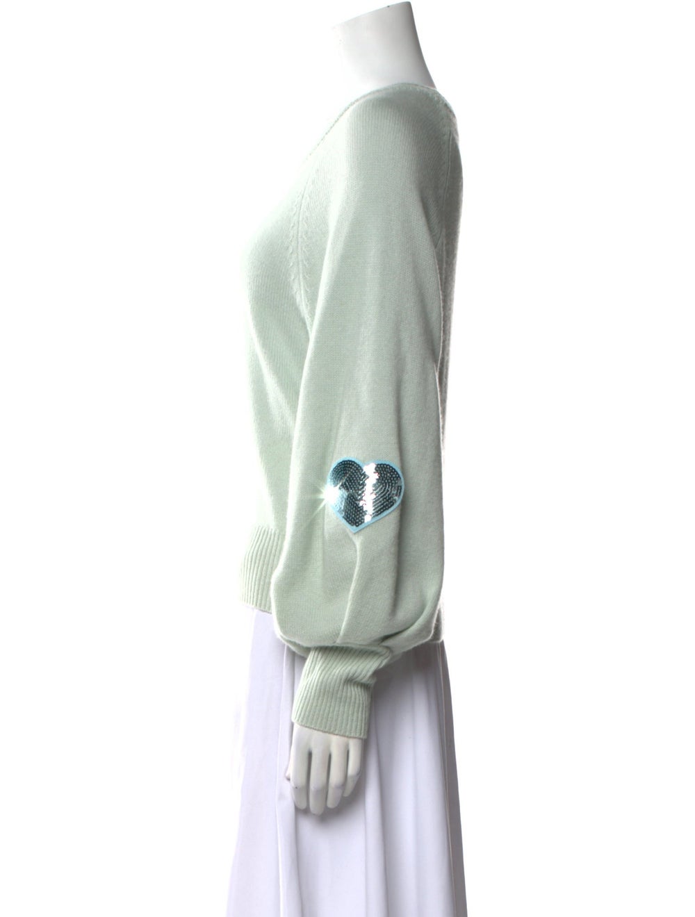 LoveShackFancy Wool Pullover Green Sequin Embelli… - image 2