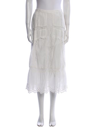 LoveShackFancy Embroidered Accent Midi Length Skirt