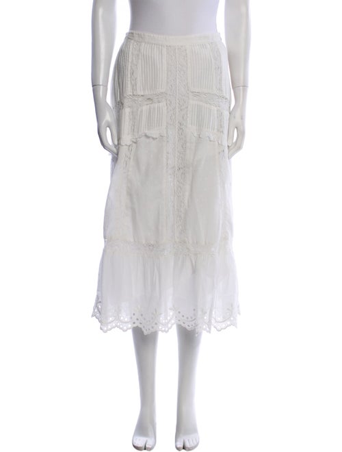 LoveShackFancy Embroidered Accent Midi Length Skirt