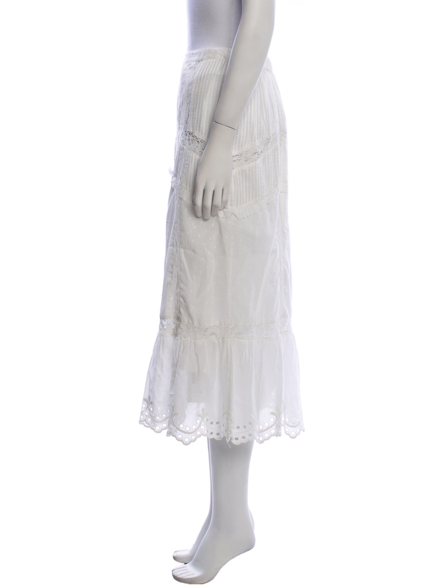 LoveShackFancy Embroidered Accent Midi Length Skirt