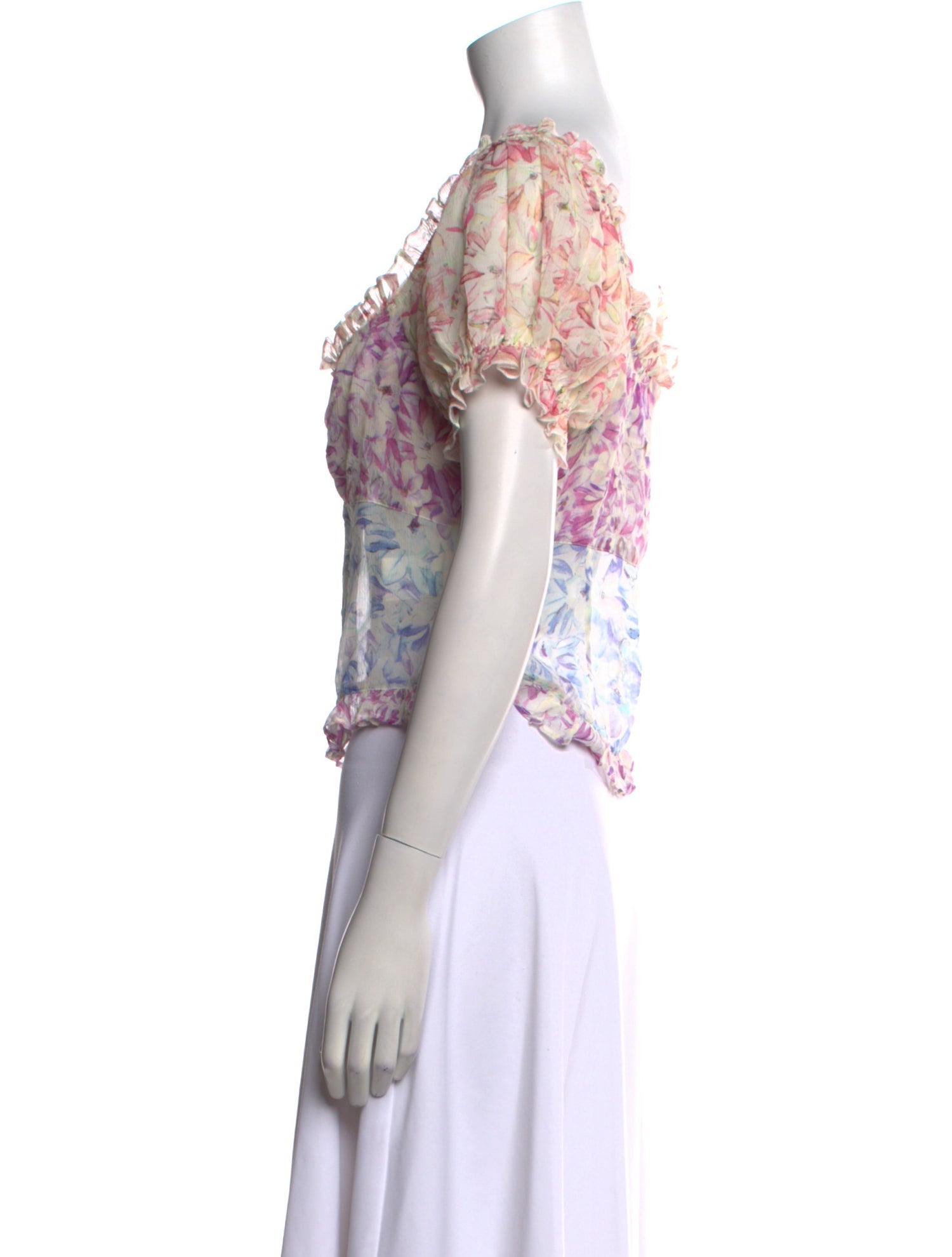 LoveShackFancy Silk Floral Print Crop Top