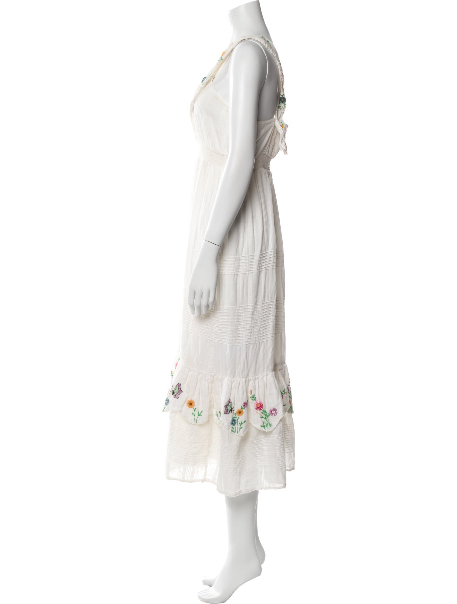 LoveShackFancy Square Neckline Midi Length Dress