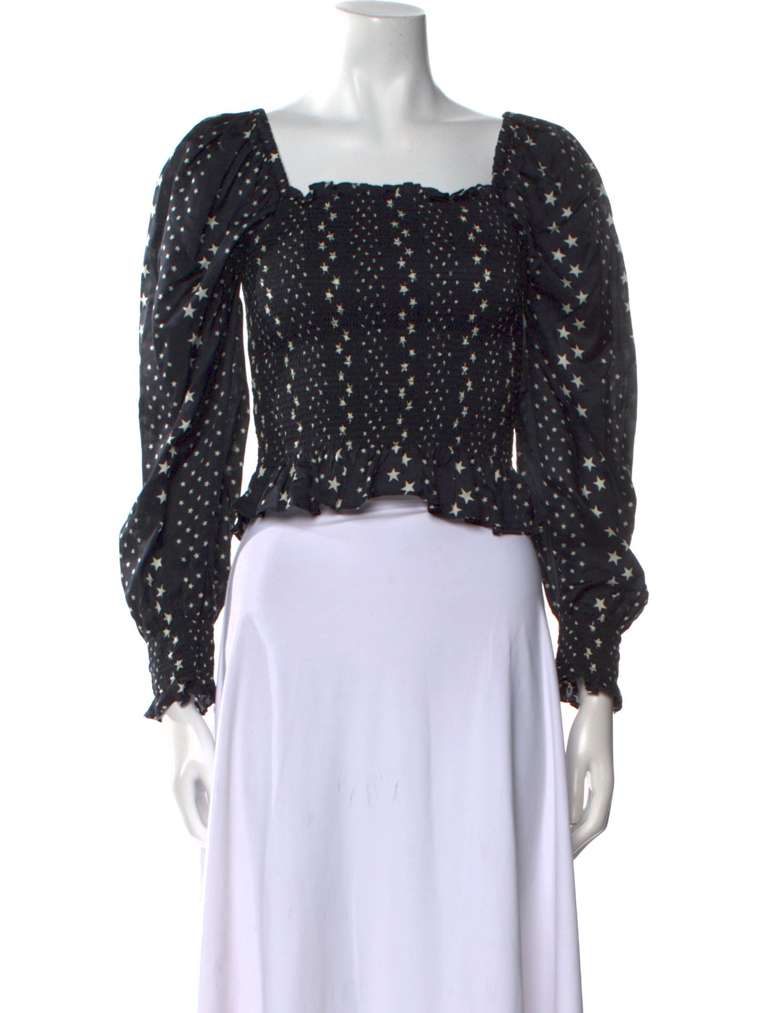 LoveShackFancy Printed Square Neckline Crop Top