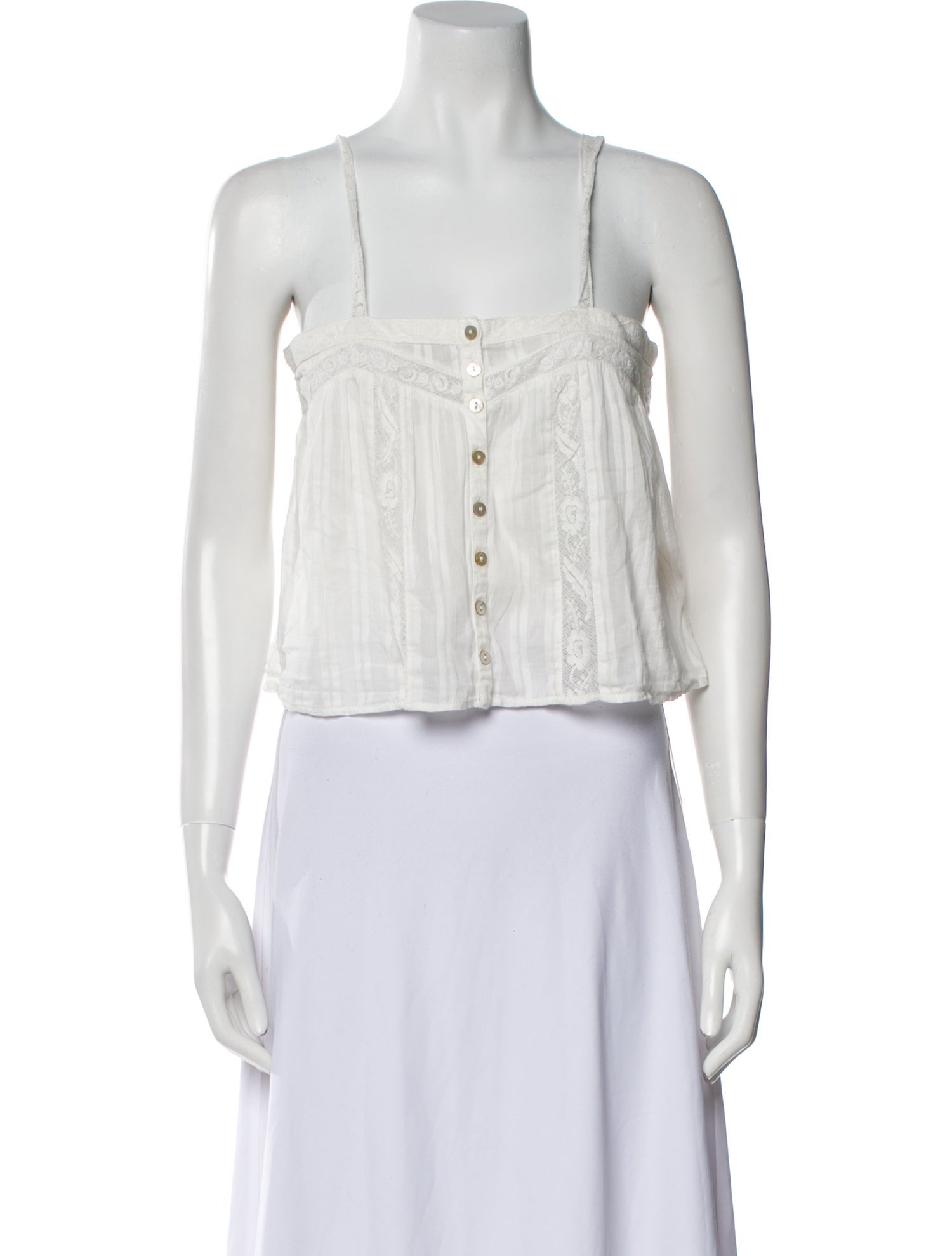 LoveShackFancy Square Neckline Sleeveless Crop Top