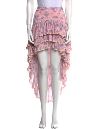 LoveShackFancy Floral Print Midi Length Skirt