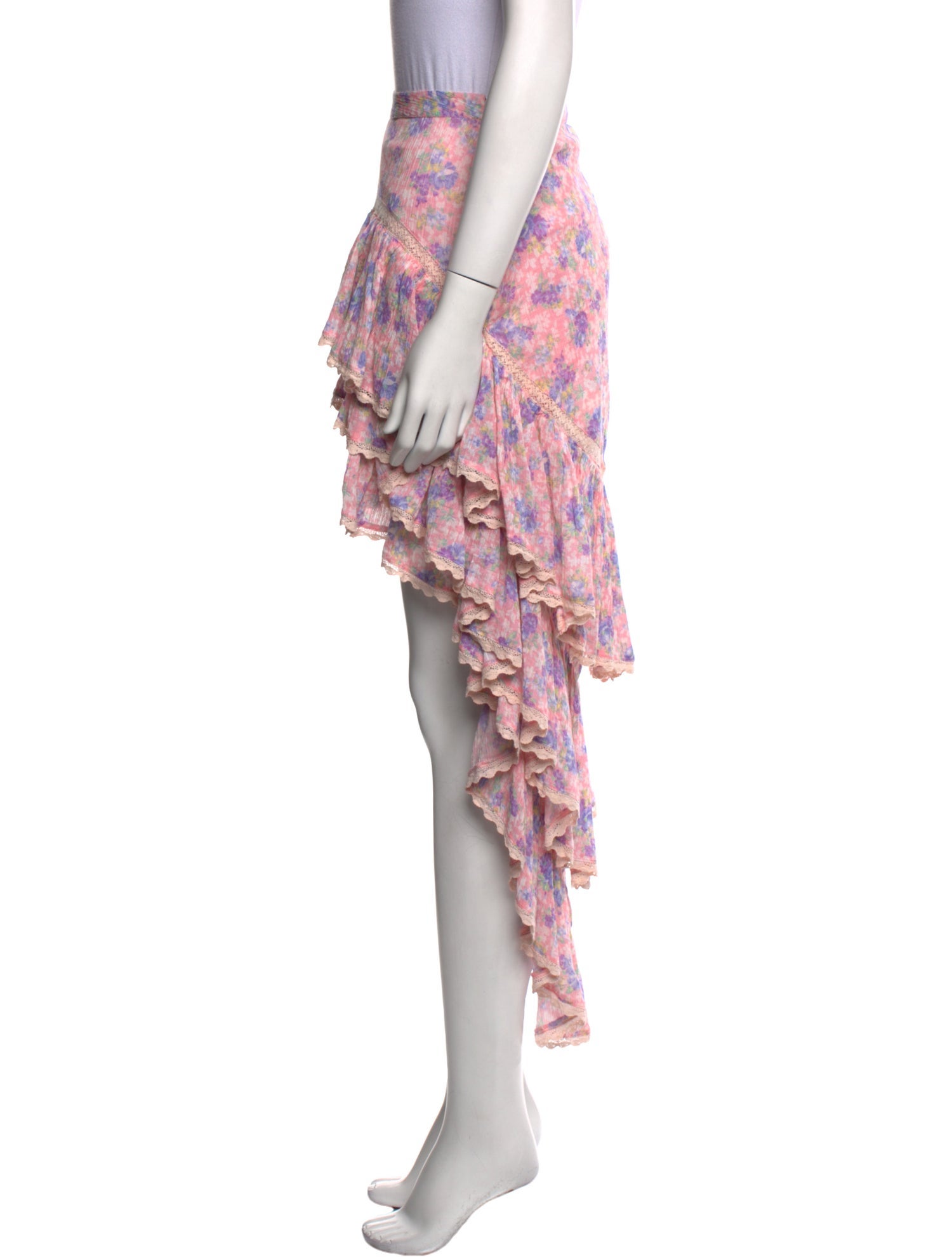 LoveShackFancy Floral Print Midi Length Skirt