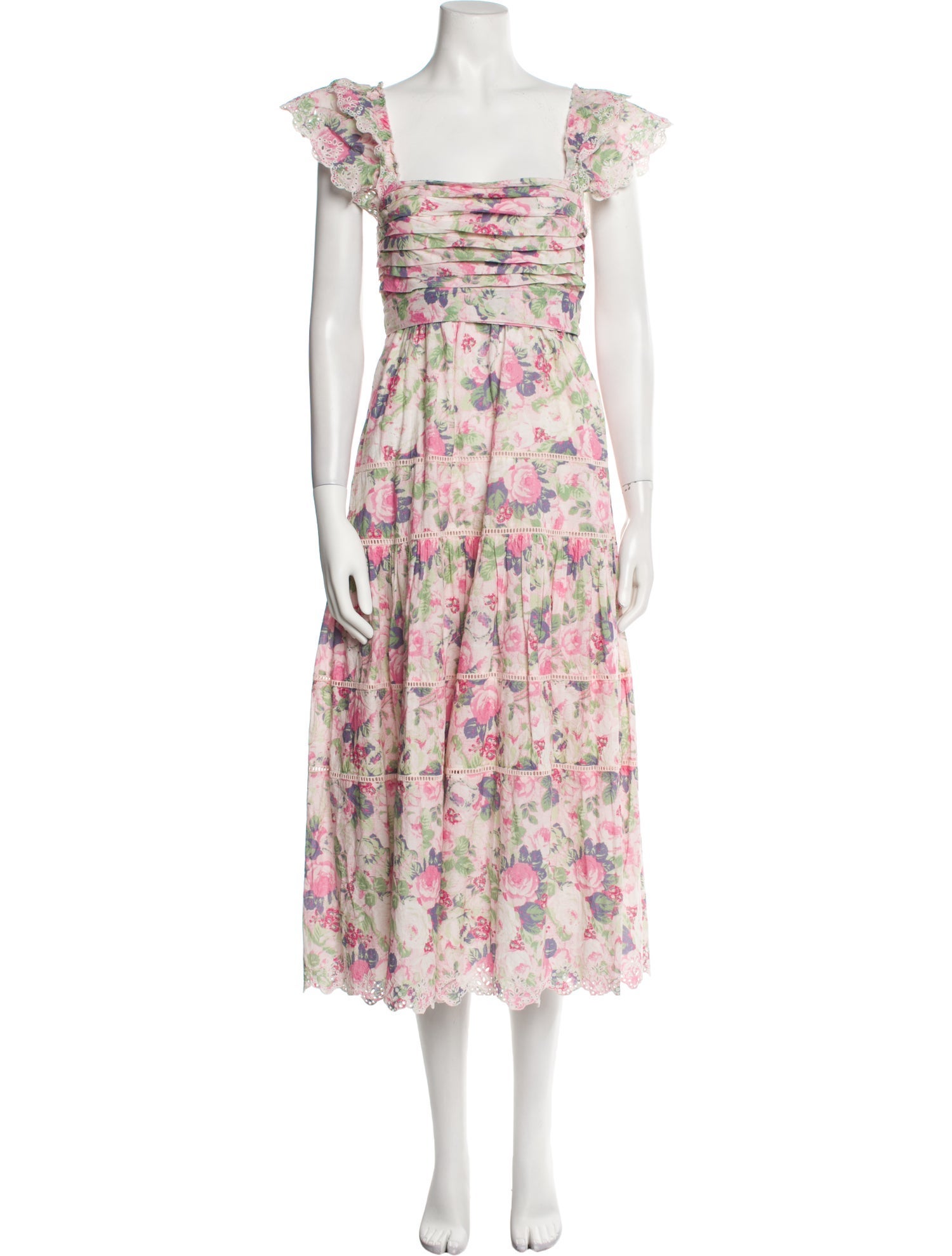 LoveShackFancy Floral Print Long Dress