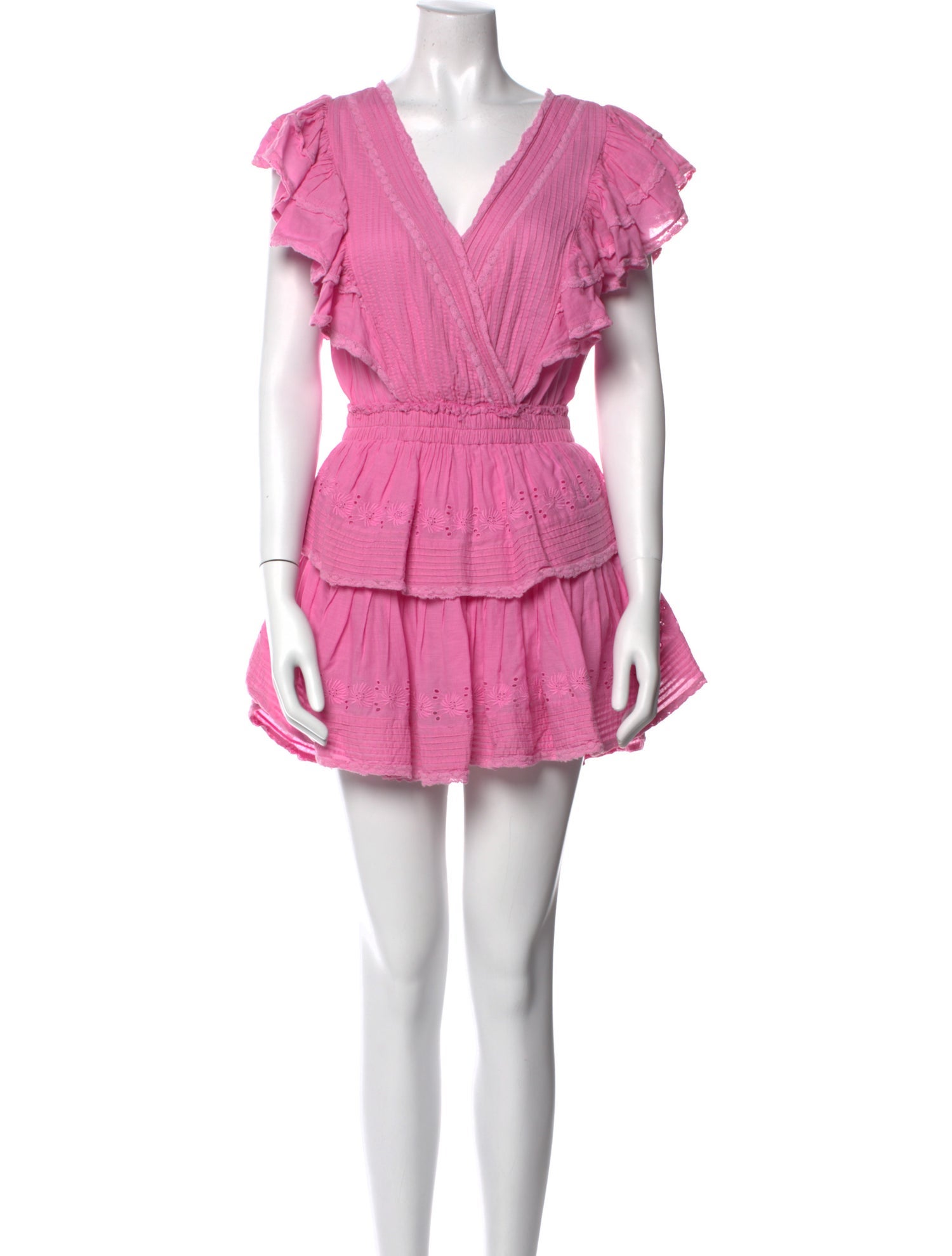 LoveShackFancy V-Neck Mini Dress