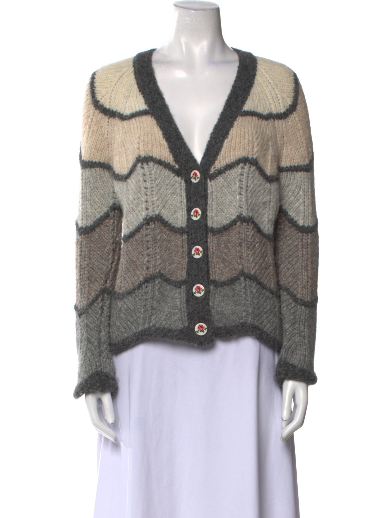 LoveShackFancy Striped V-Neck Sweater