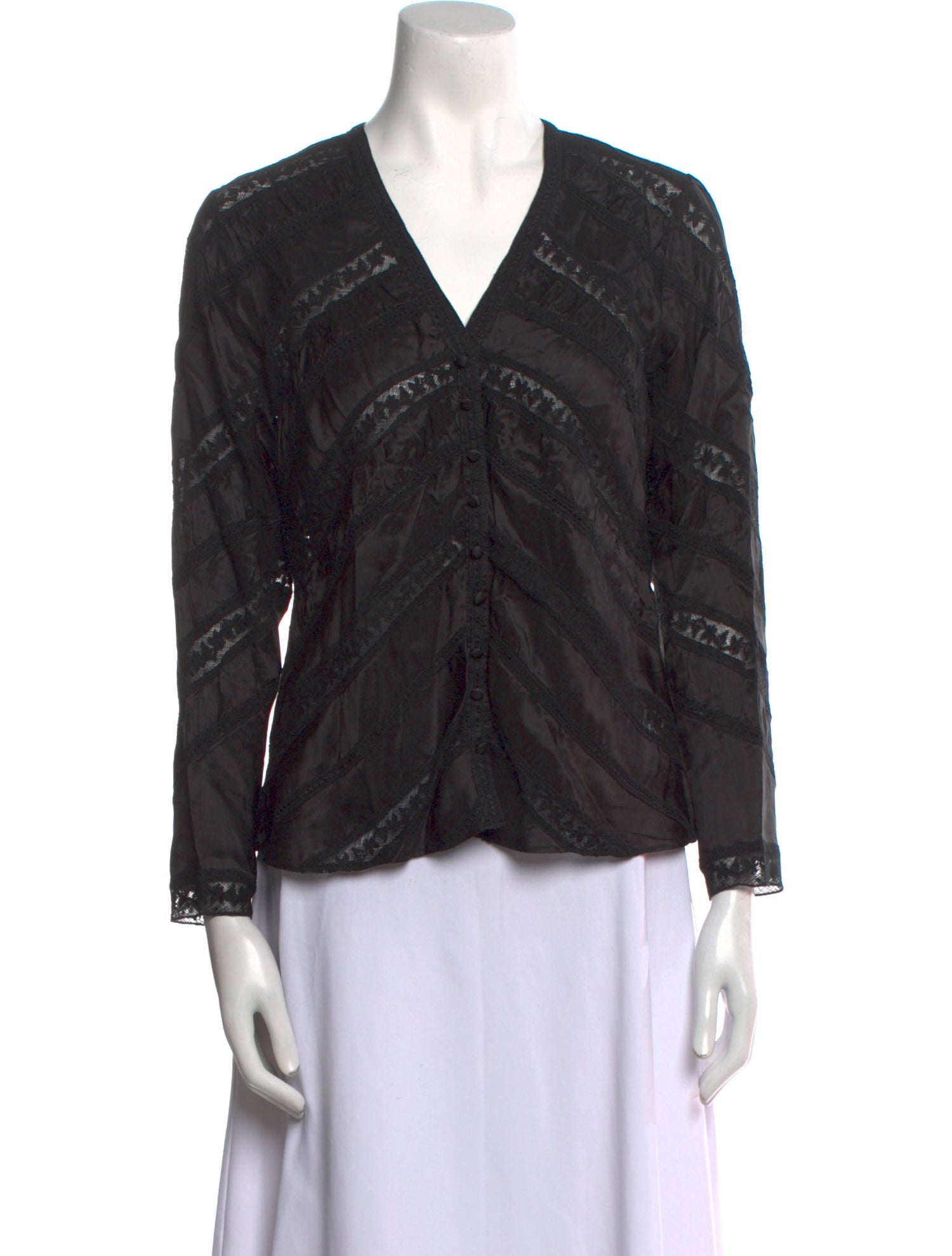 LoveShackFancy V-Neck Long Sleeve Blouse