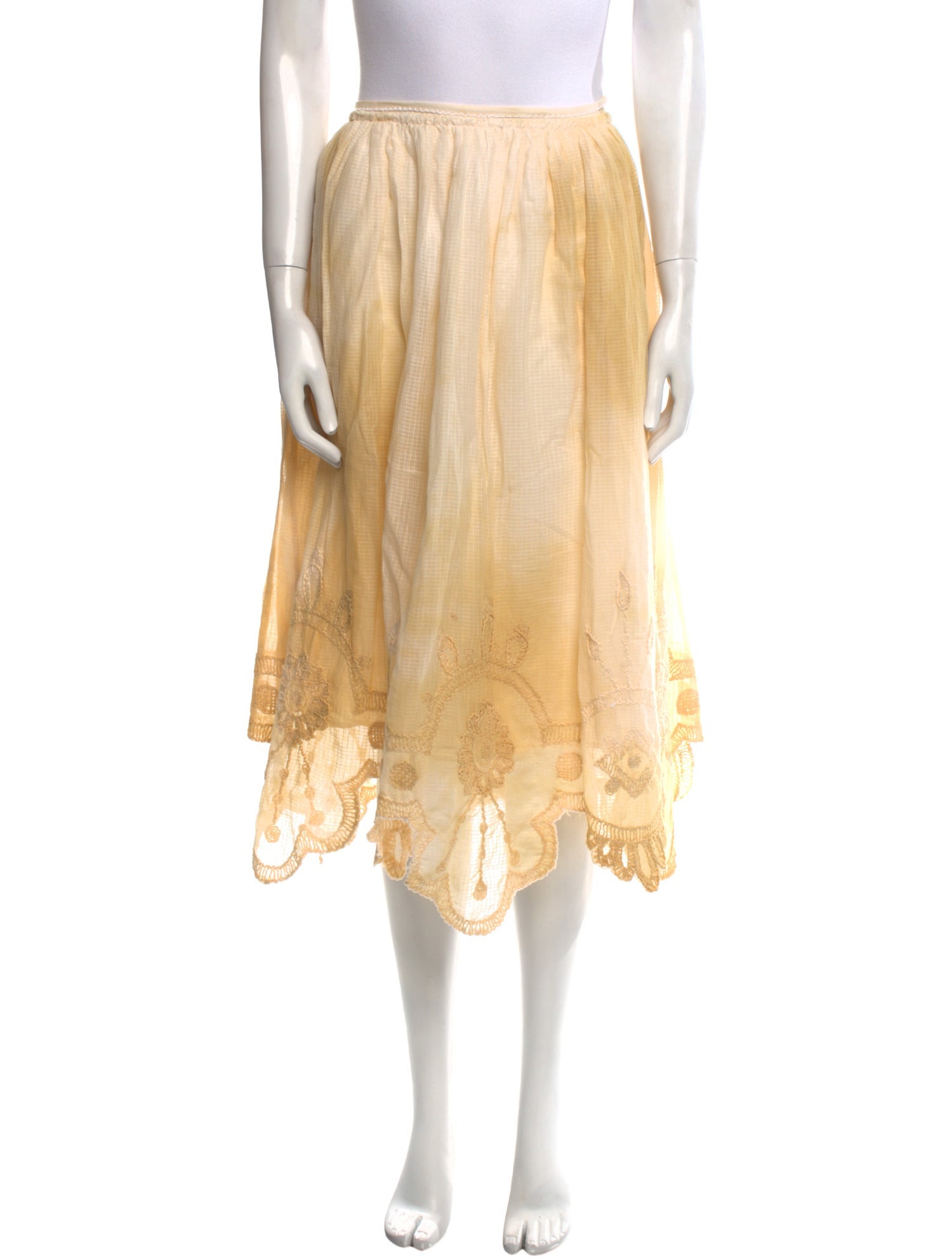 LoveShackFancy Embroidered Accent Midi Length Skirt