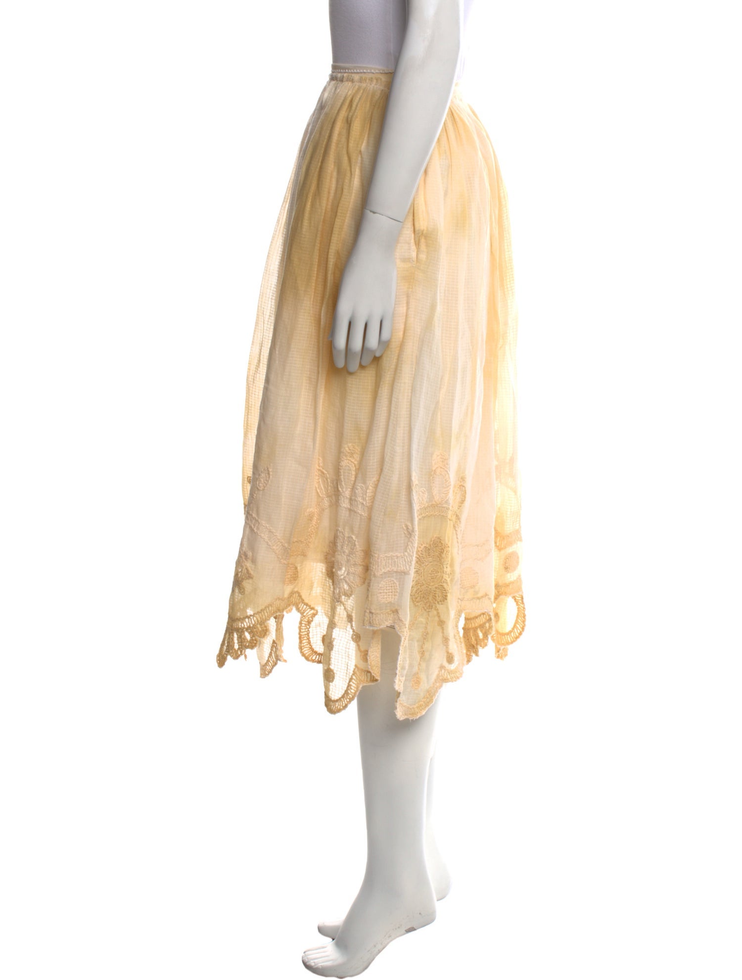 LoveShackFancy Embroidered Accent Midi Length Skirt