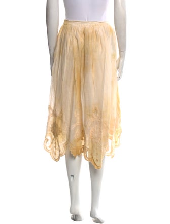 LoveShackFancy Embroidered Accent Midi Length Skirt