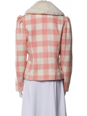 LoveShackFancy Plaid Print Faux Fur Jacket