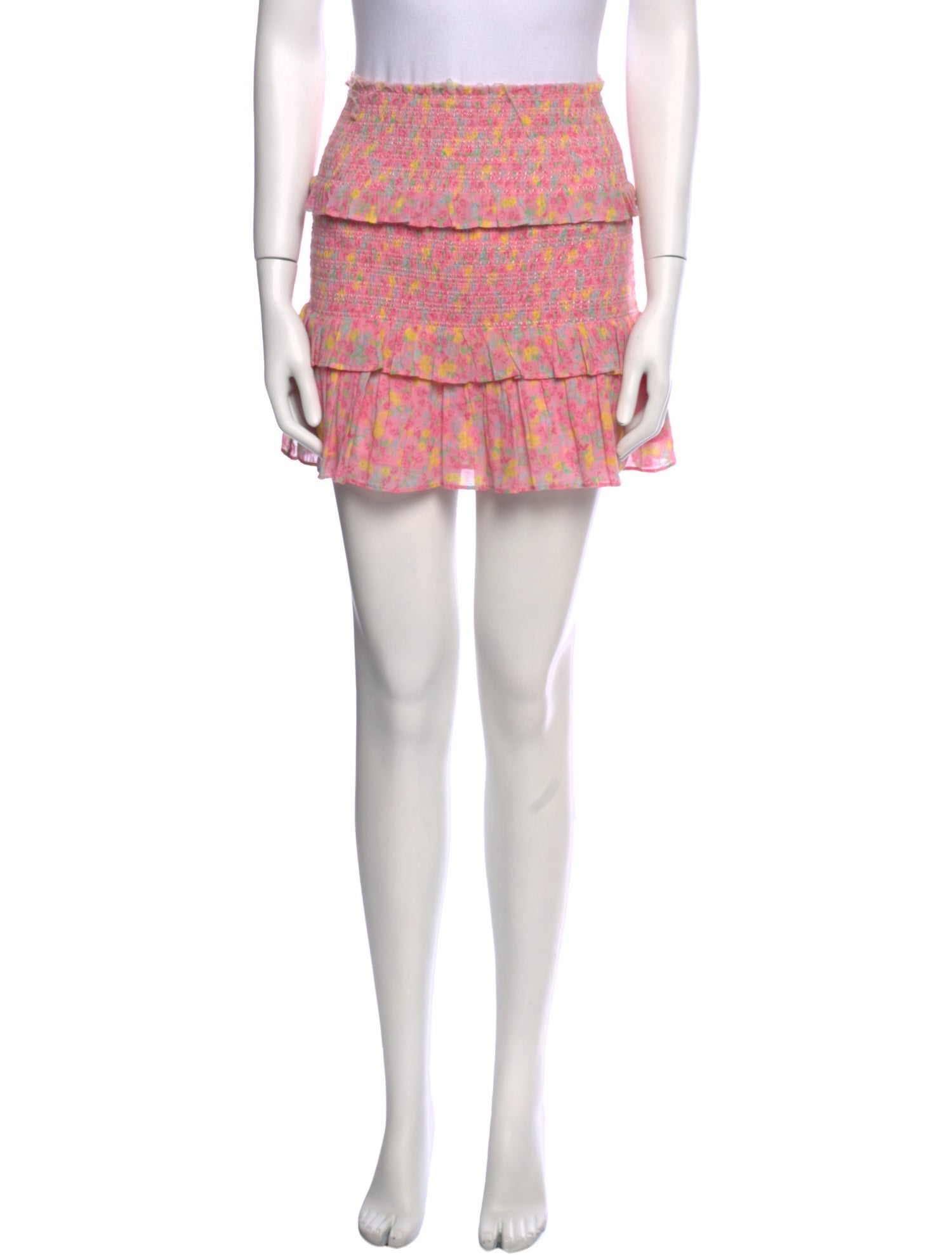 LoveShackFancy Floral Print Mini Skirt