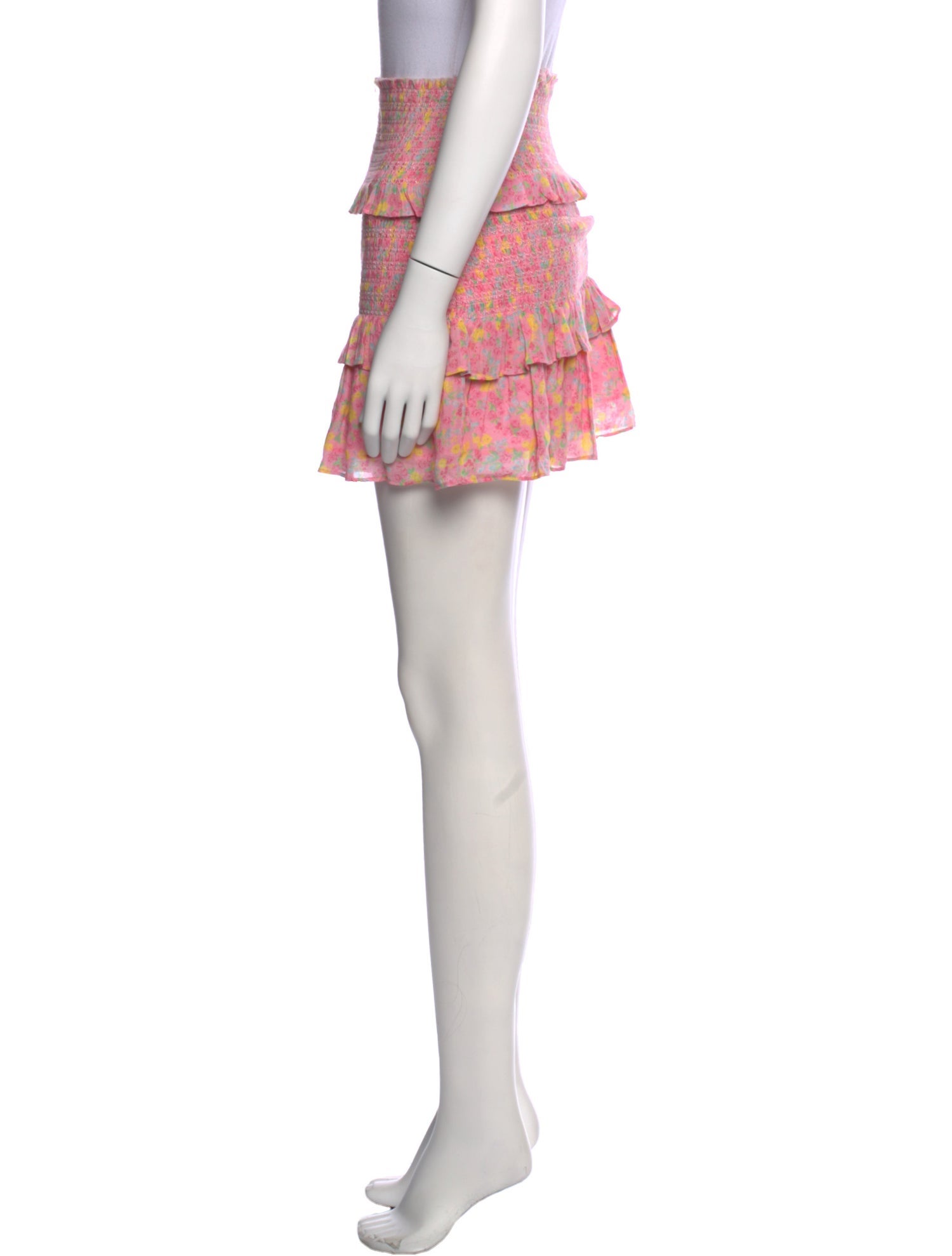 LoveShackFancy Floral Print Mini Skirt