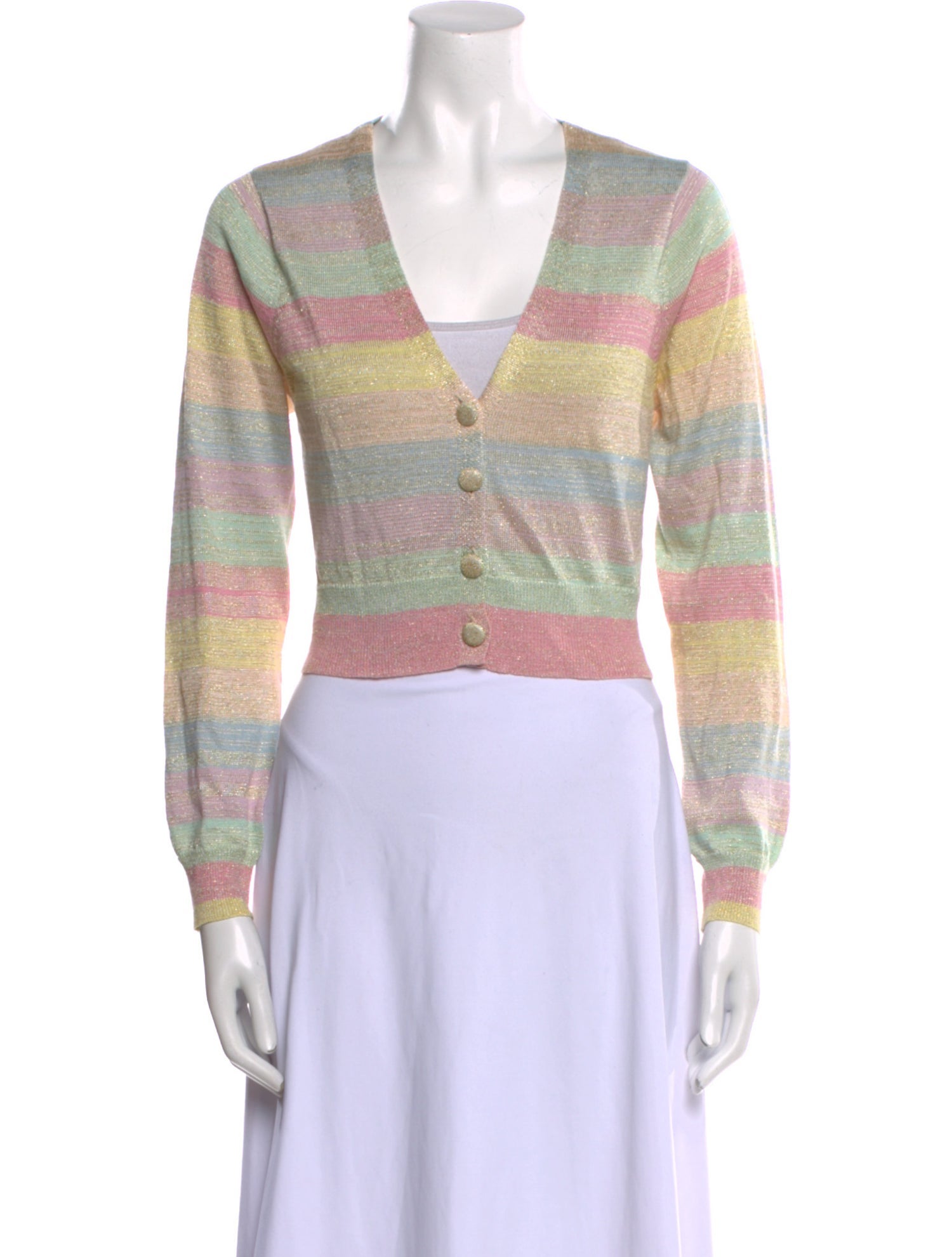 LoveShackFancy Striped V-Neck Sweater