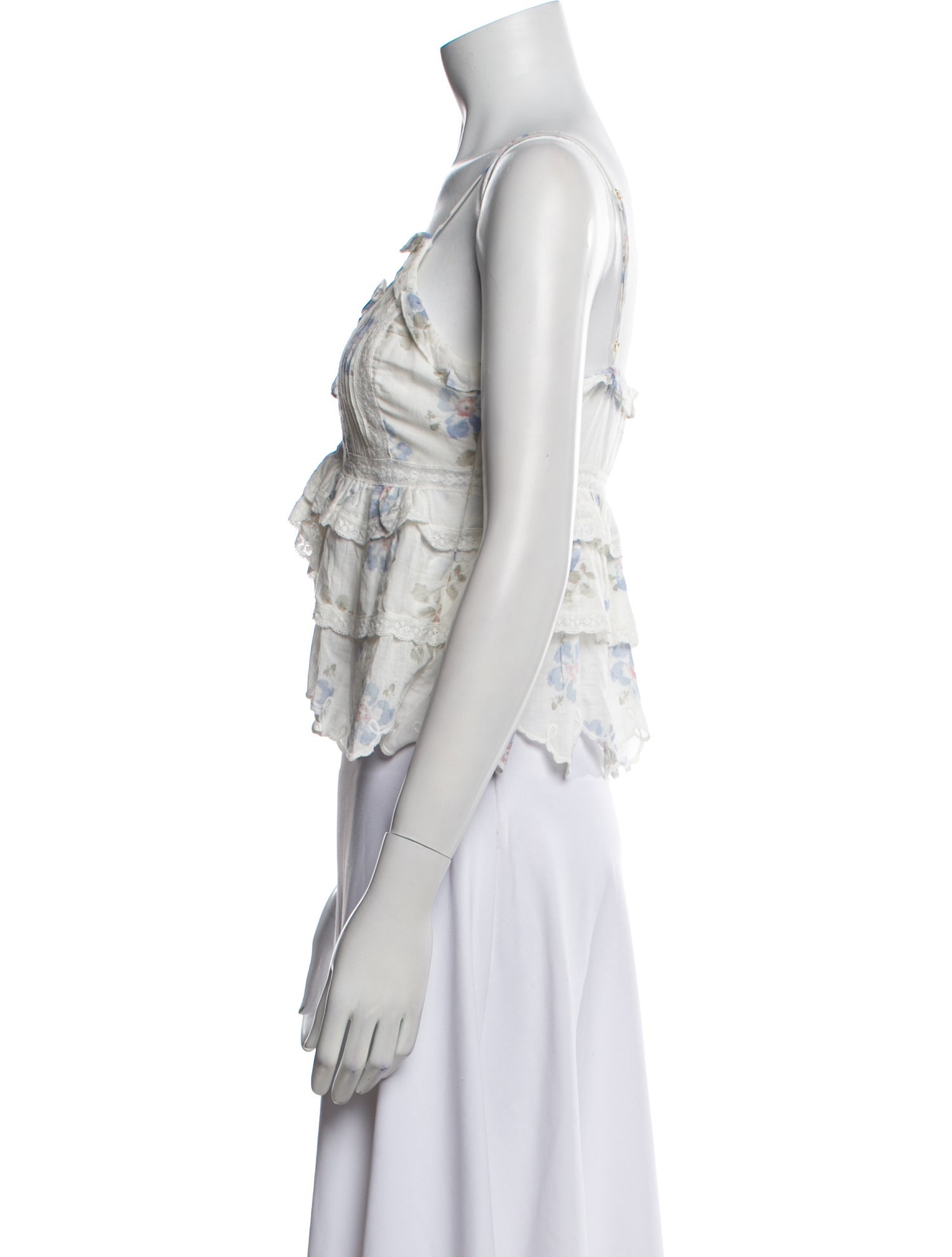 LoveShackFancy Printed V-Neck Crop Top