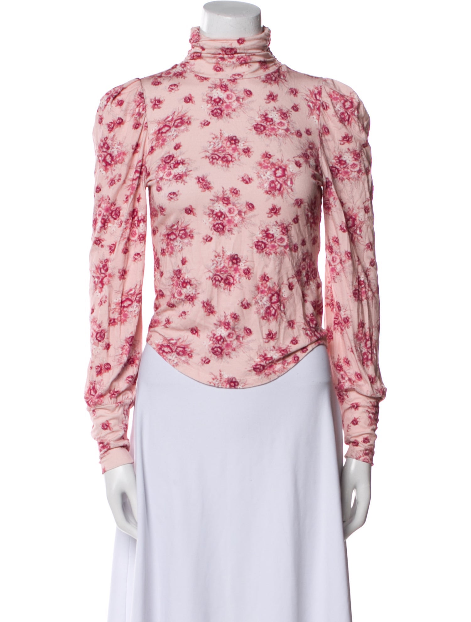 LoveShackFancy Floral Print Mock Neck Blouse w/ Tags