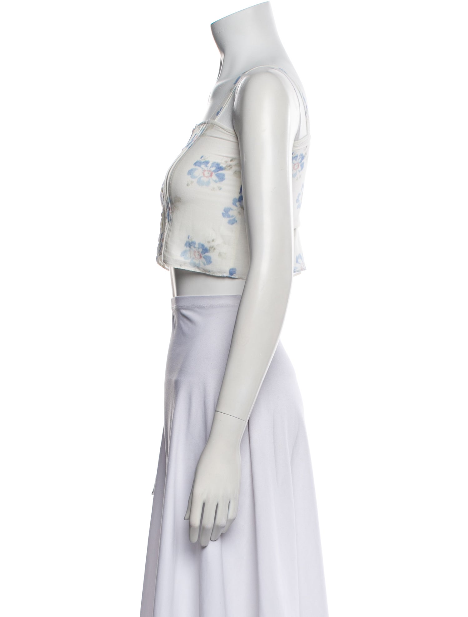 LoveShackFancy Printed Square Neckline Crop Top