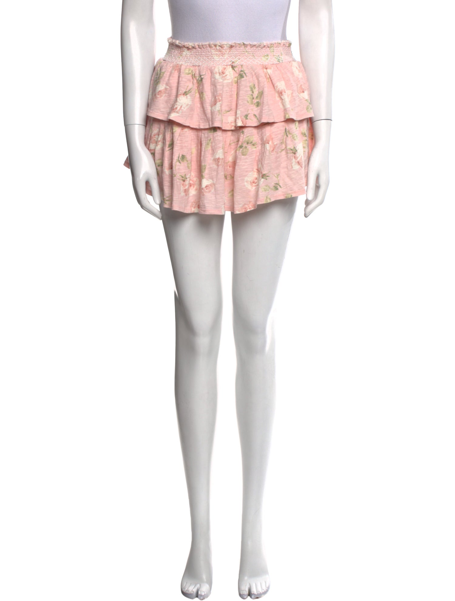 LoveShackFancy Floral Print Mini Skirt