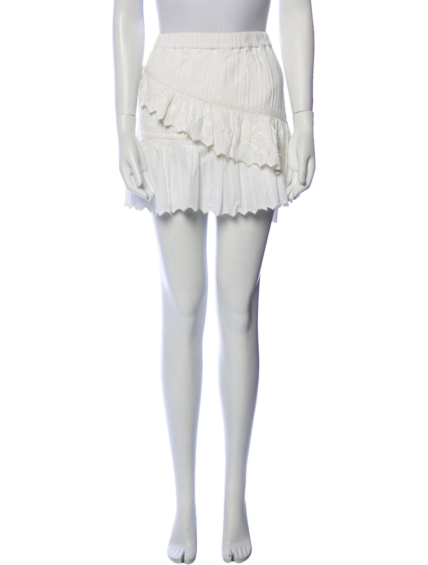 LoveShackFancy Embroidered Accent Mini Skirt