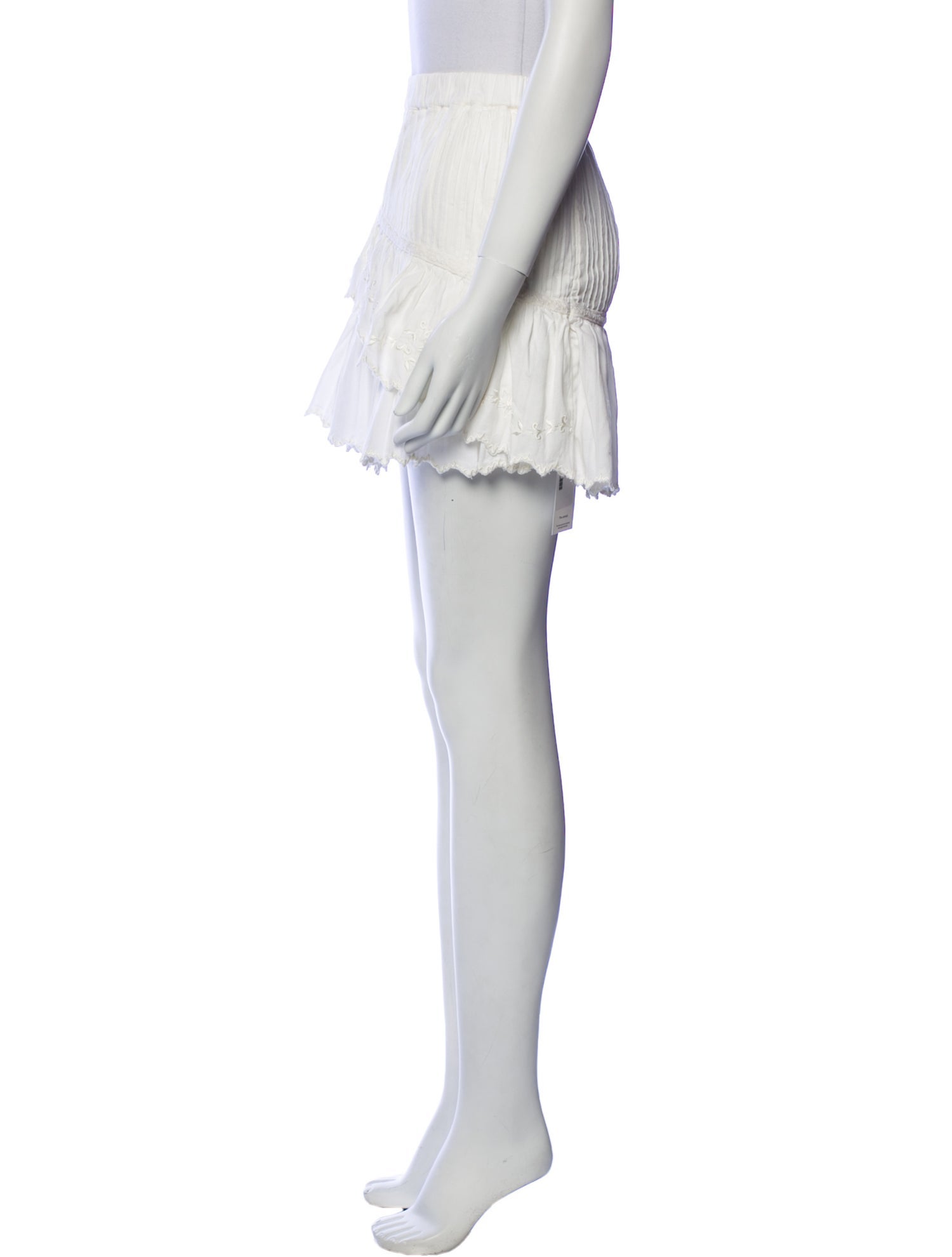 LoveShackFancy Embroidered Accent Mini Skirt