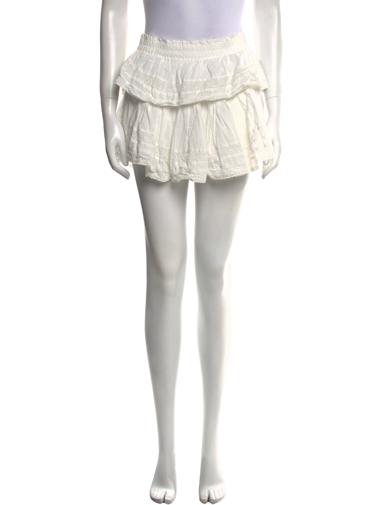 LoveShackFancy Ruffle Embellishment Mini Skirt