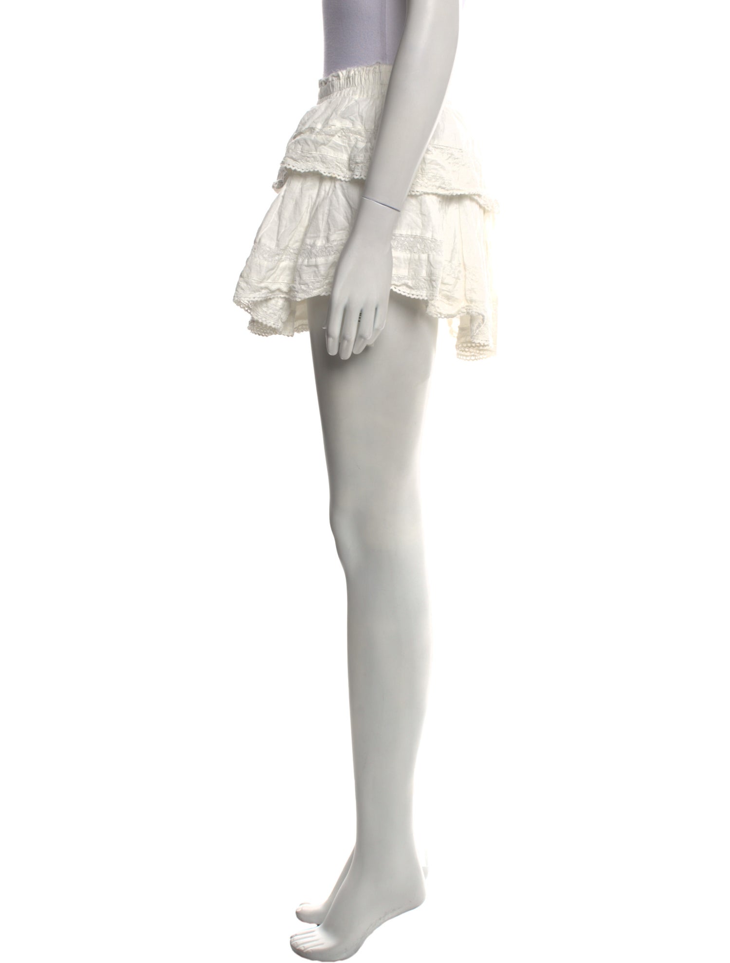 LoveShackFancy Ruffle Embellishment Mini Skirt