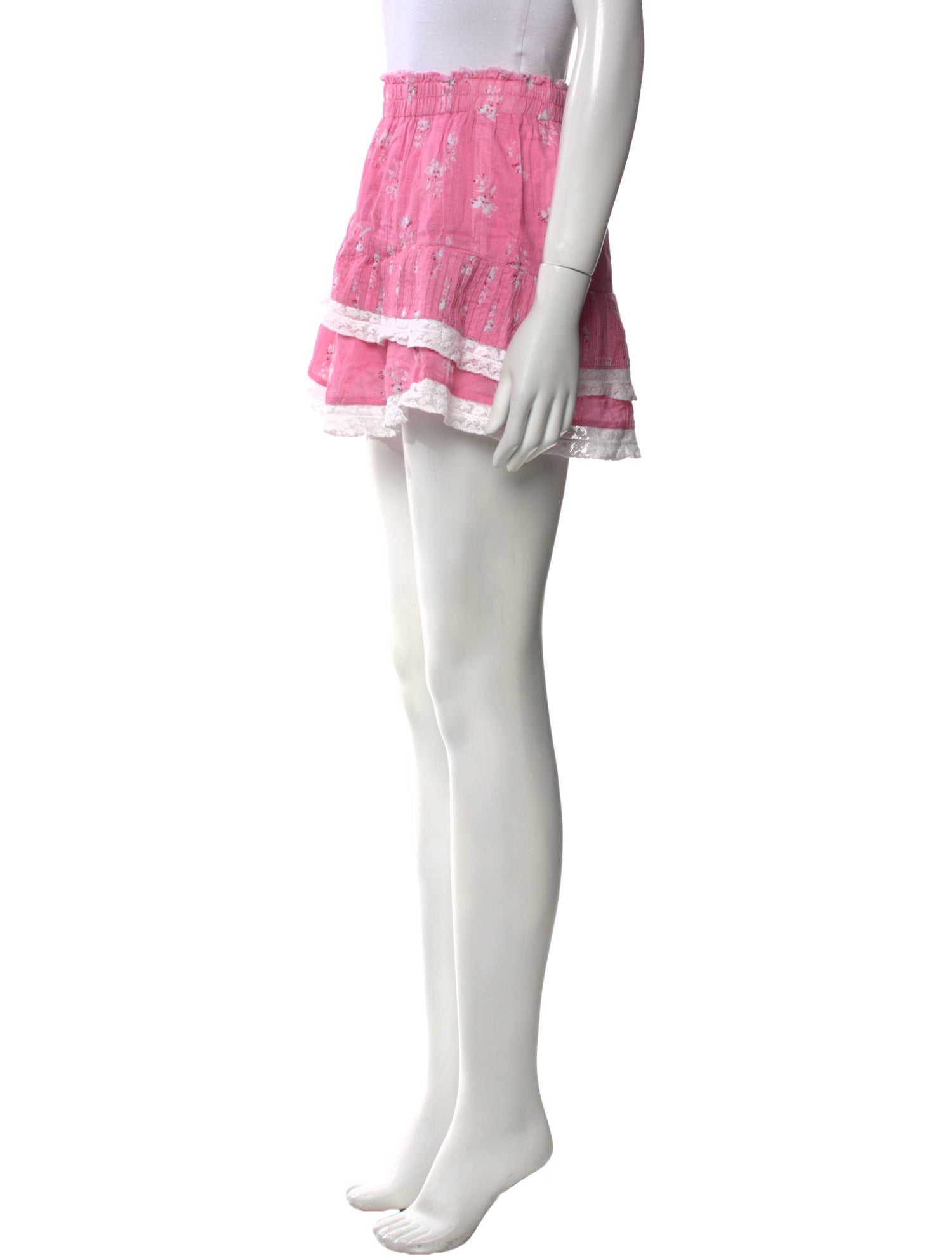 LoveShackFancy Floral Print Mini Skirt