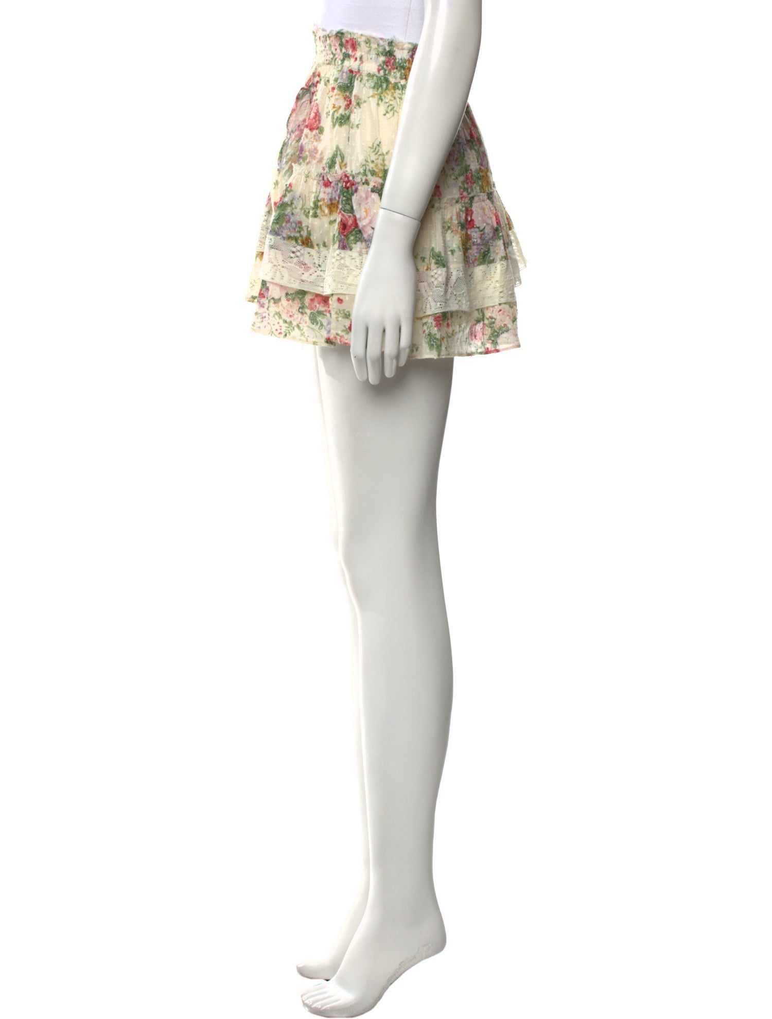 LoveShackFancy Floral Print Mini Skirt