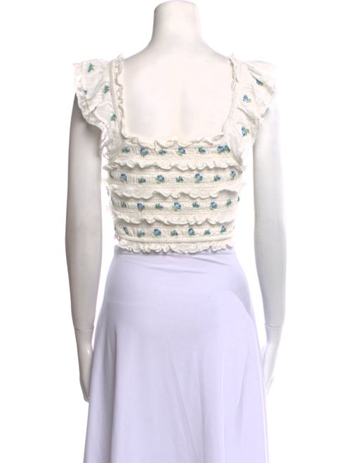 LoveShackFancy Printed Square Neckline Crop Top