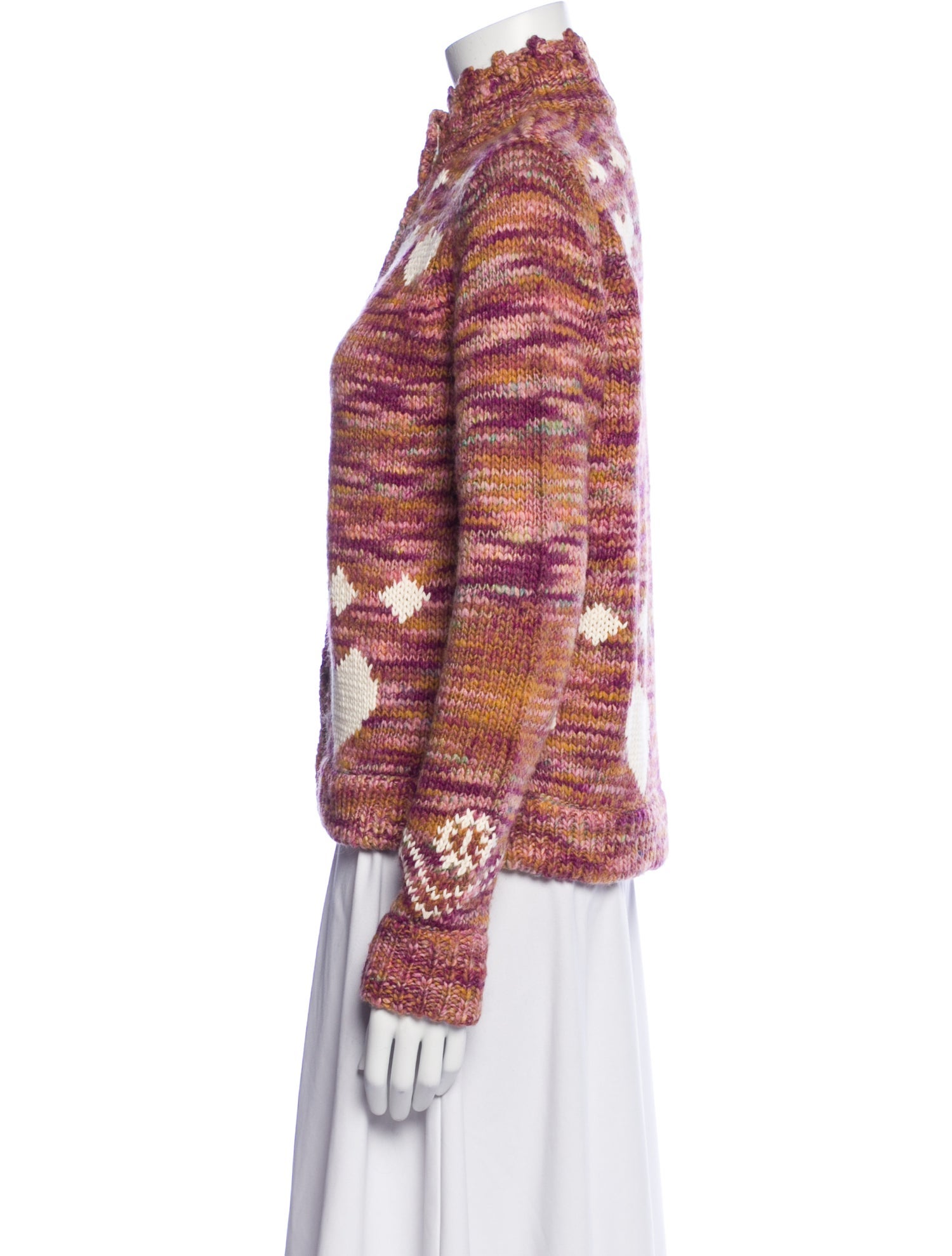 LoveShackFancy Graphic Print Mock Neck Sweater