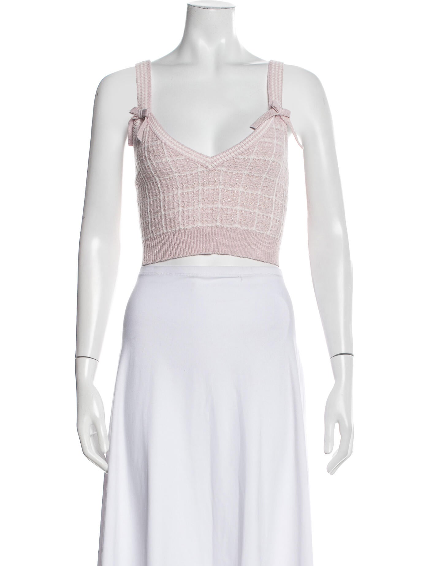 LoveShackFancy V-Neck Sleeveless Crop Top