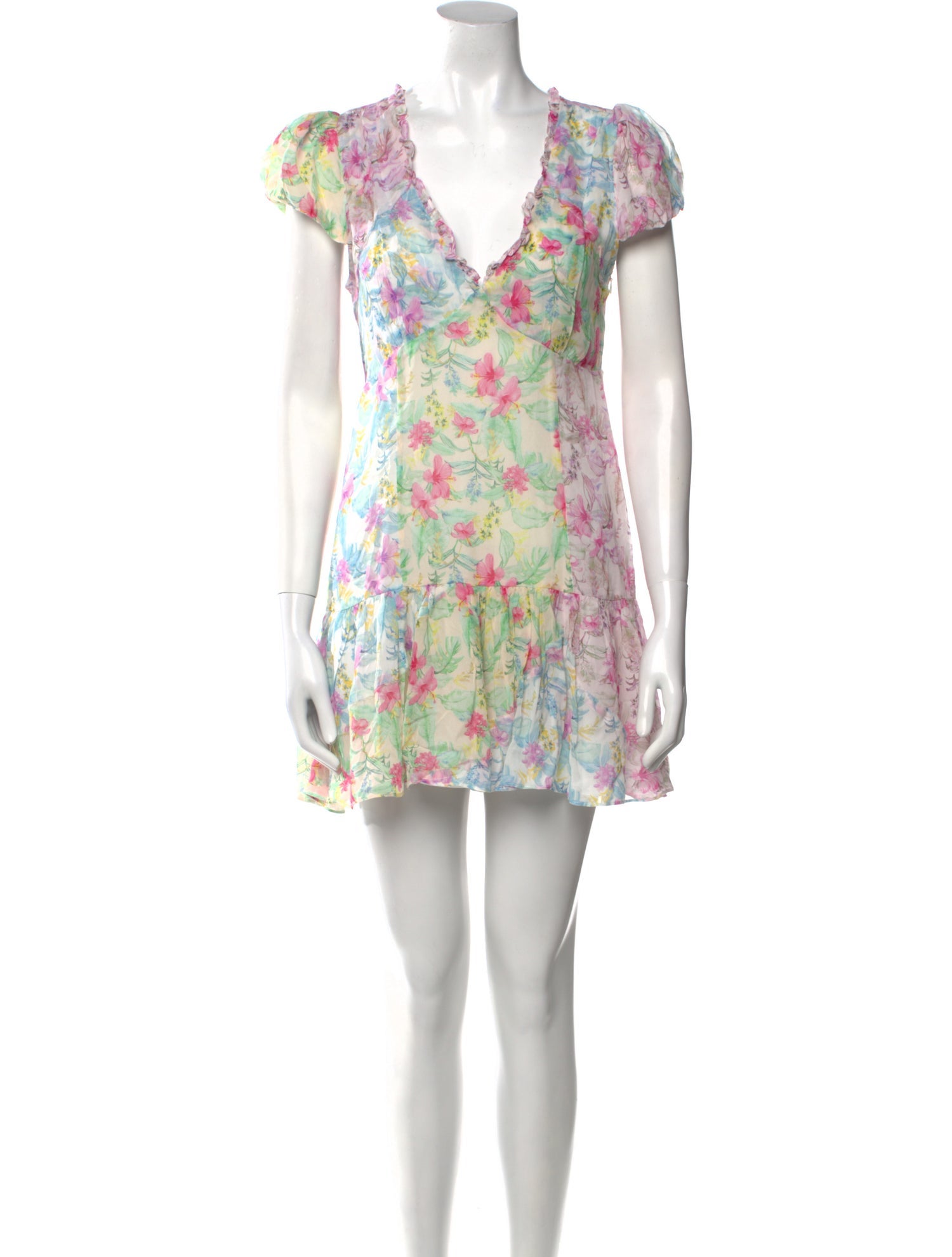 LoveShackFancy Floral Print Mini Dress