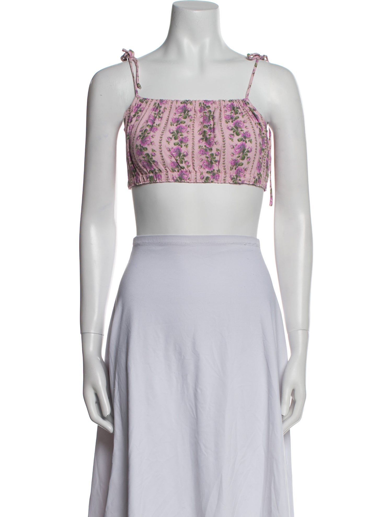 LoveShackFancy Paisley Print Square Neckline Crop Top