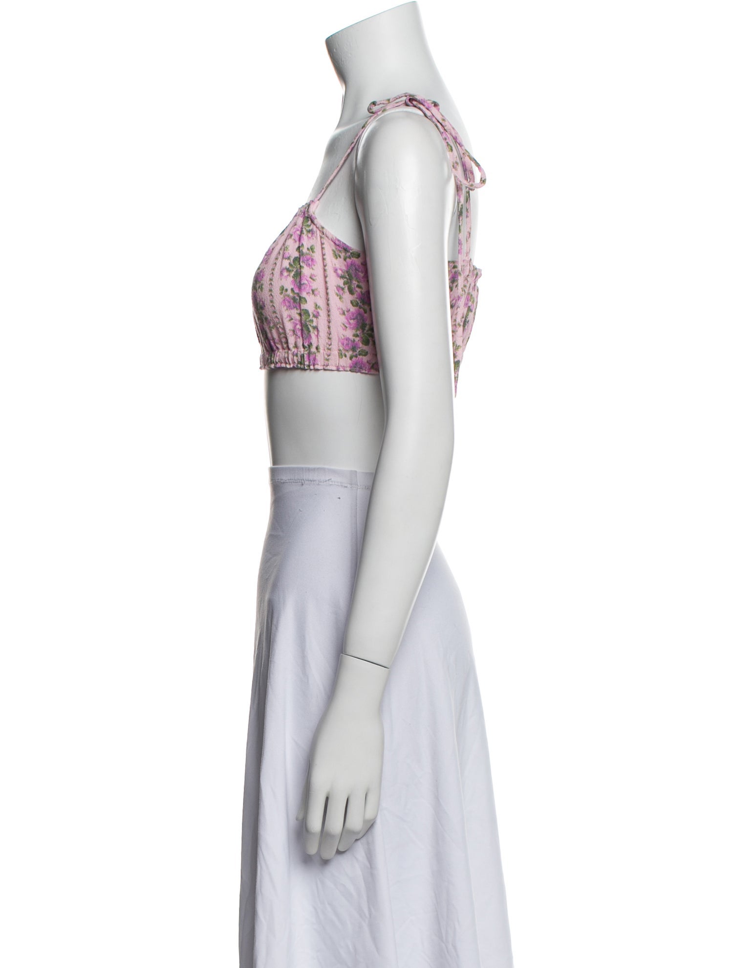 LoveShackFancy Paisley Print Square Neckline Crop Top