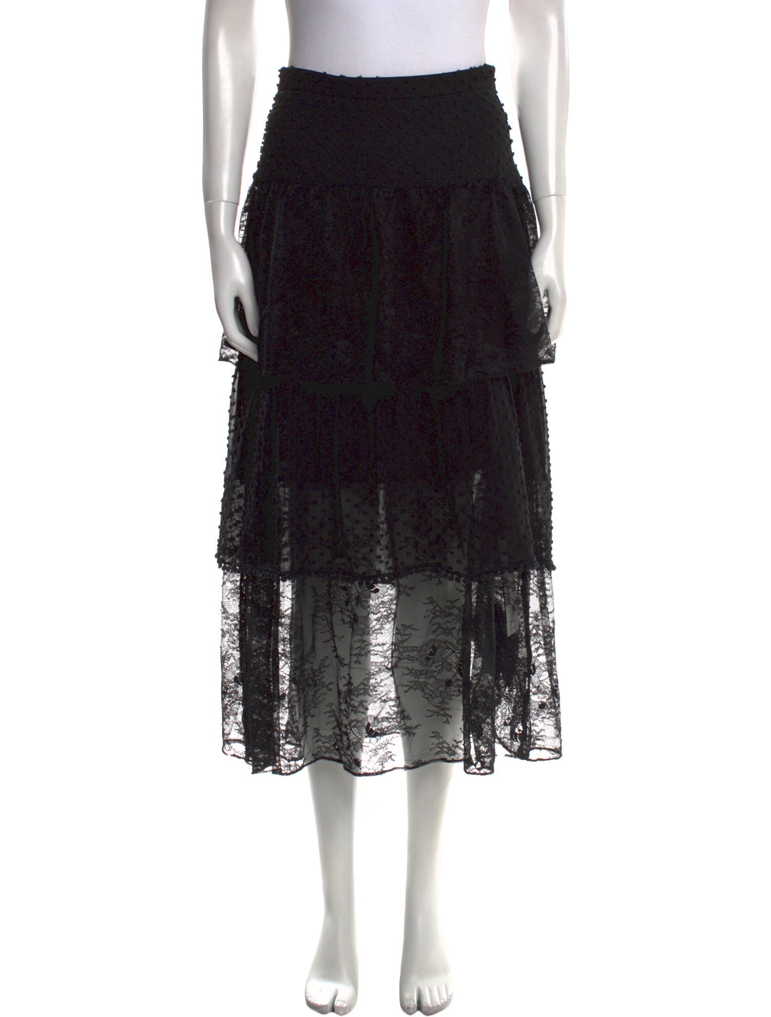 LoveShackFancy Silk Midi Length Skirt