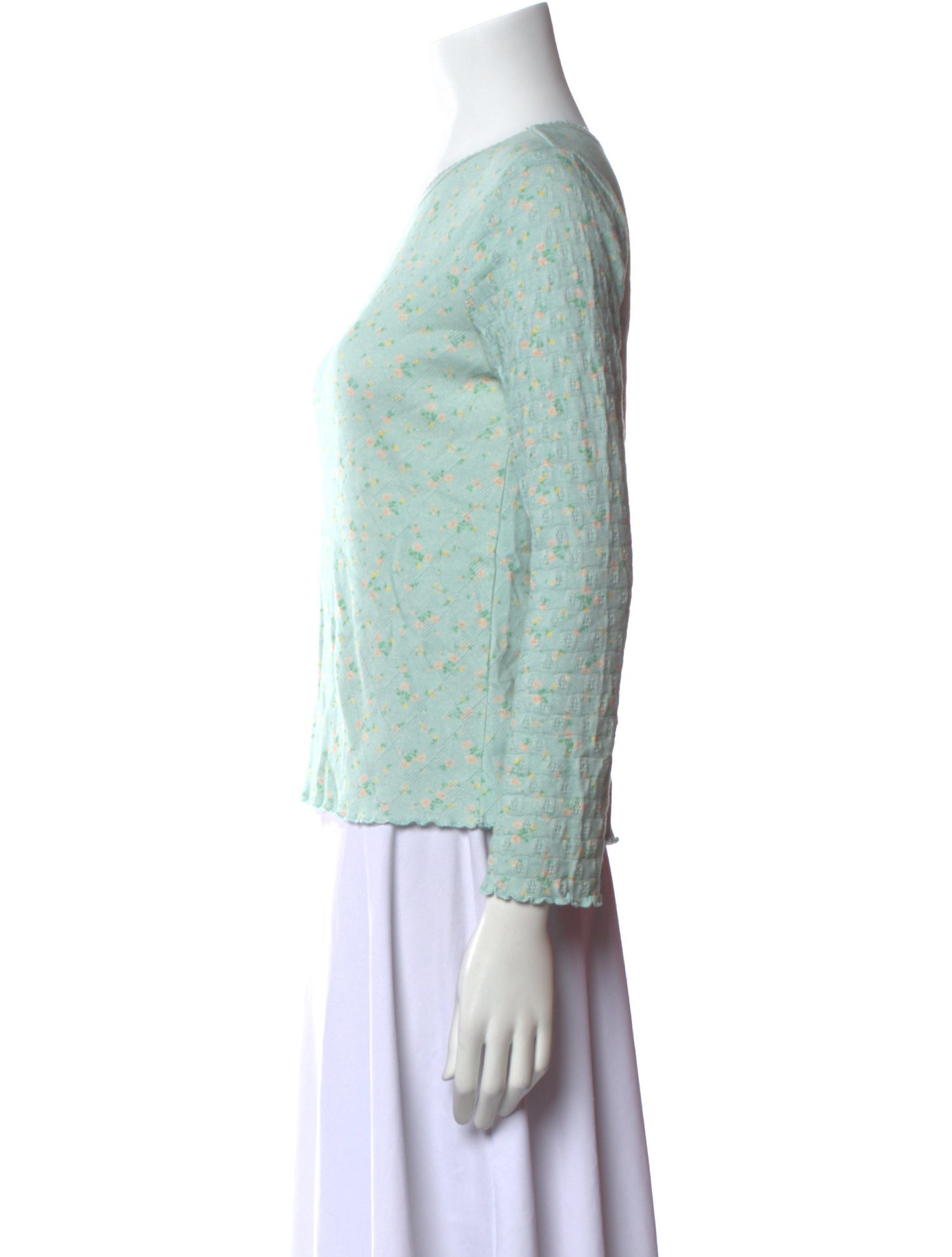 LoveShackFancy Floral Print Scoop Neck Sweater