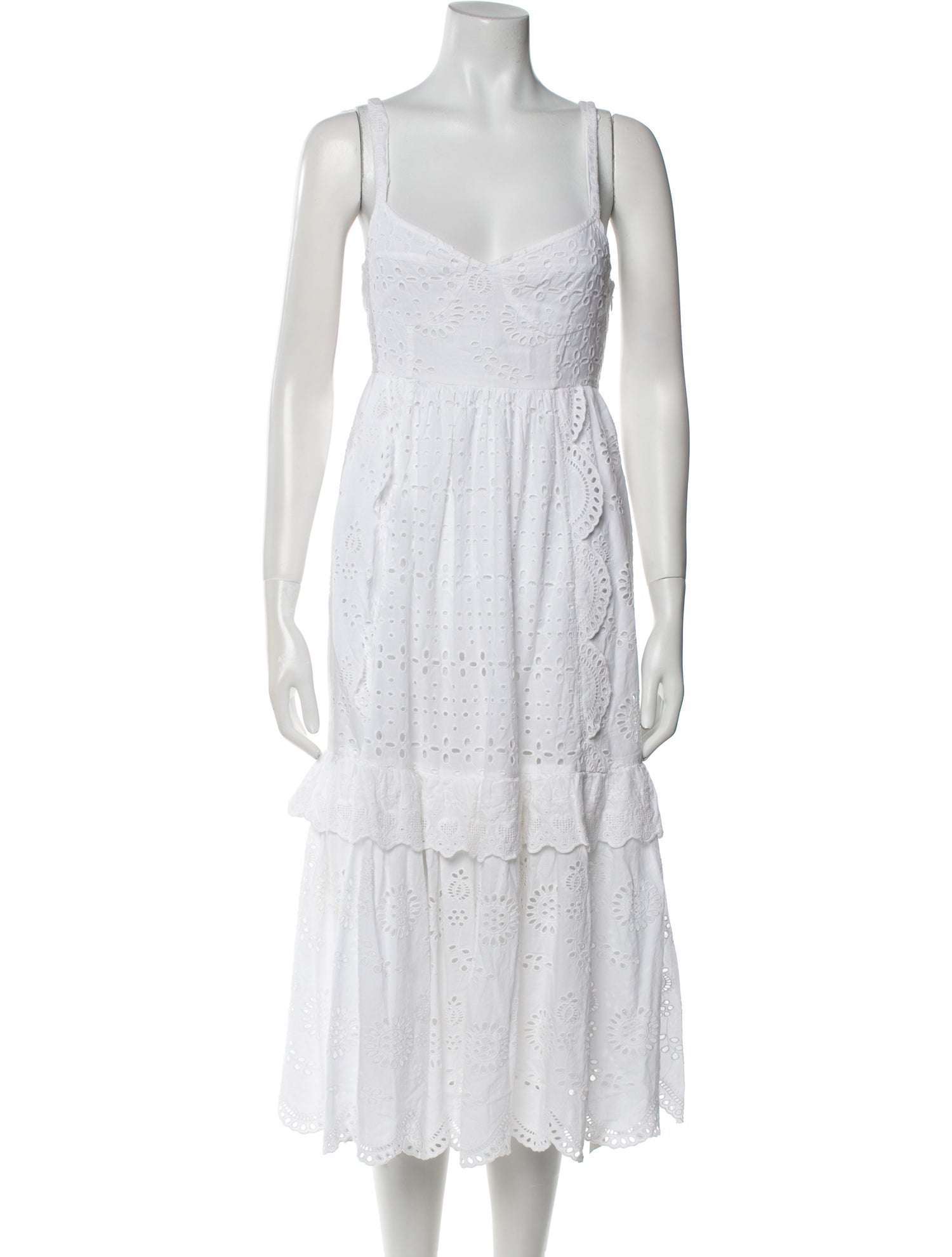 LoveShackFancy Square Neckline Midi Length Dress