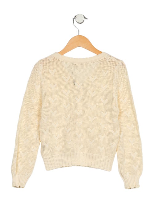 LoveShackFancy Girls' Scallop Edge Trim Cardigan