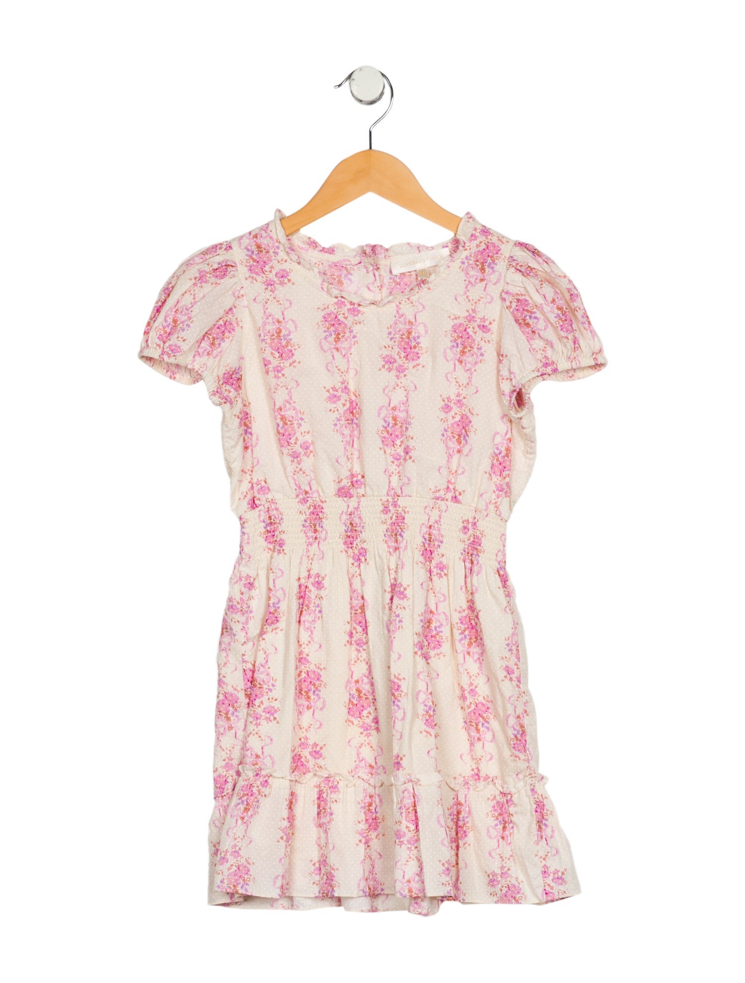 LoveShackFancy Girls' Ruffle Embellished Short Sleeve Dress