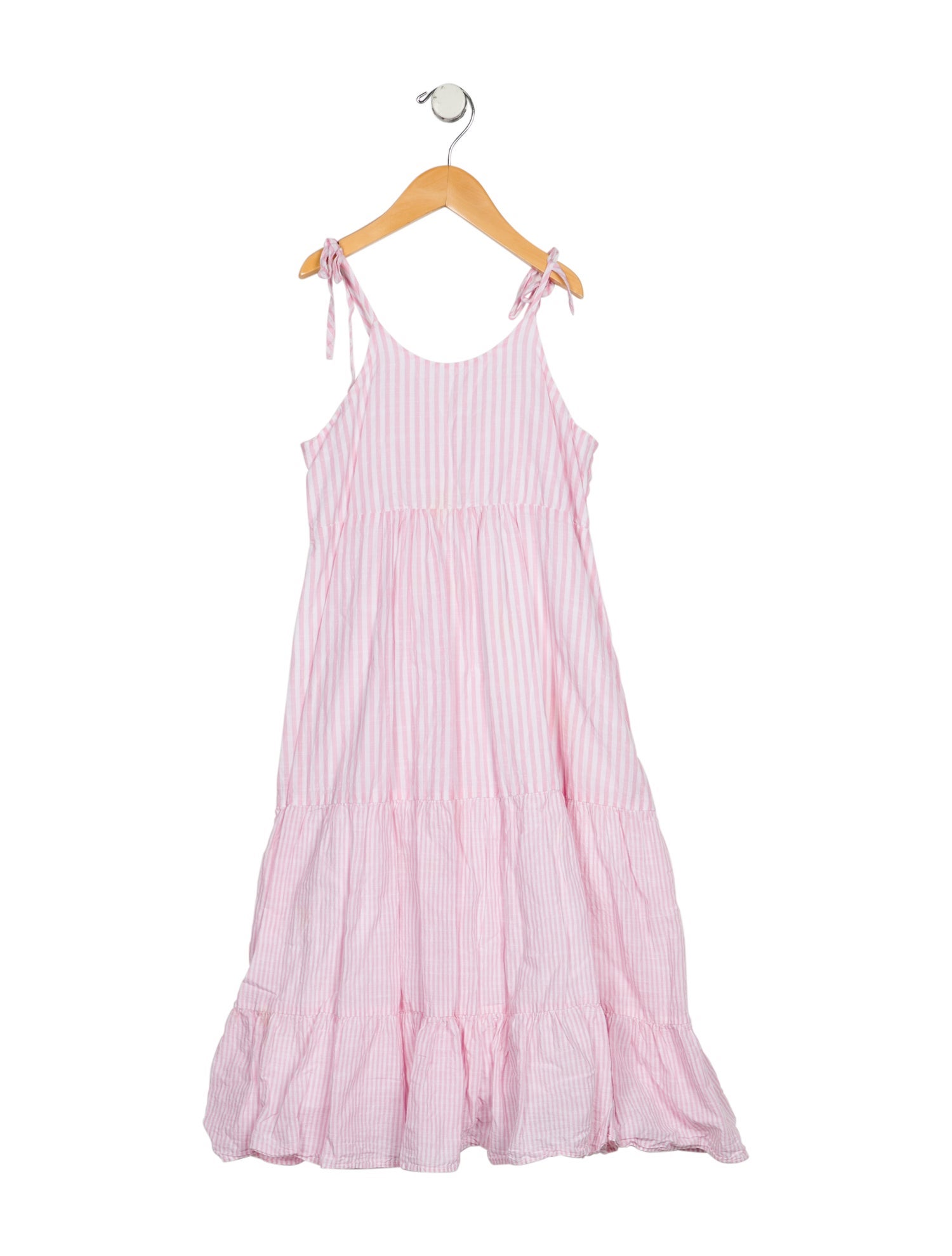 LoveShackFancy Girls' Cotton Stripe Pattern Sleeveless Dress