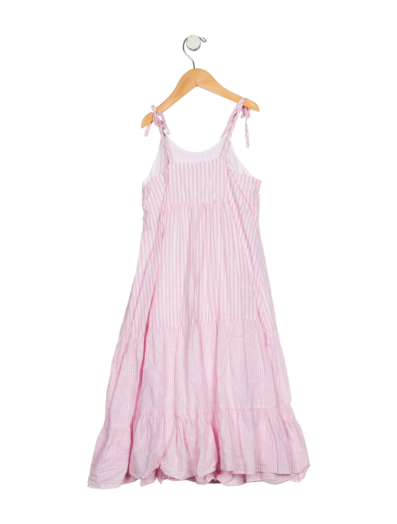 LoveShackFancy Girls' Cotton Stripe Pattern Sleeveless Dress