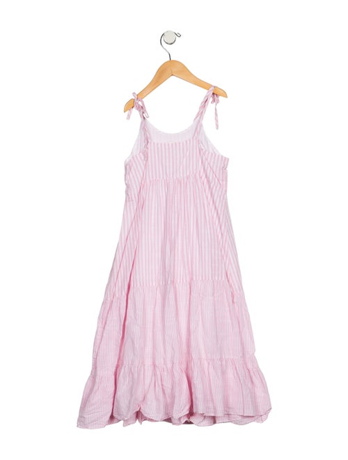 LoveShackFancy Girls' Cotton Stripe Pattern Sleeveless Dress